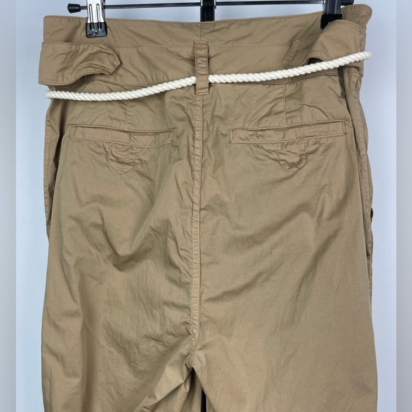 Frame Tan Khaki Nautical Casual Pleated Cropped Chino Pants - Picture 4 of 9